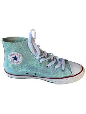 Converse All Star Shimmering Aqua Ice Blue High Top Sneakers Junior's US Size 4